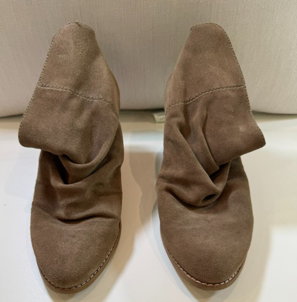 Splended taupe suede slouch ankle bootie